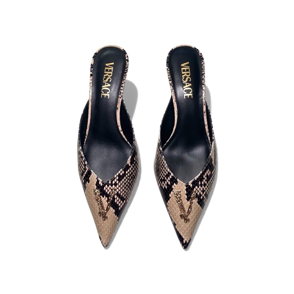 Versace Python Mule Kitten Heels - image 8